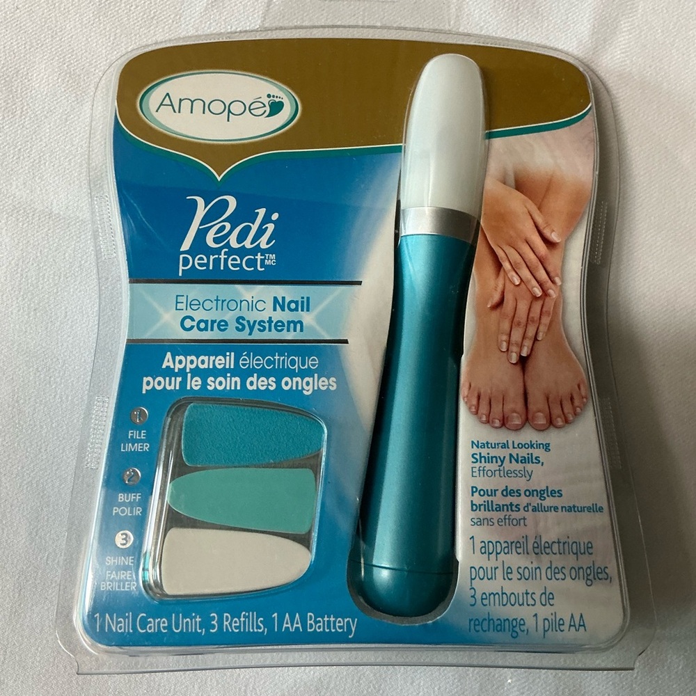 Amope Pedi Perfect Electronic Nail Care System - Blue and White